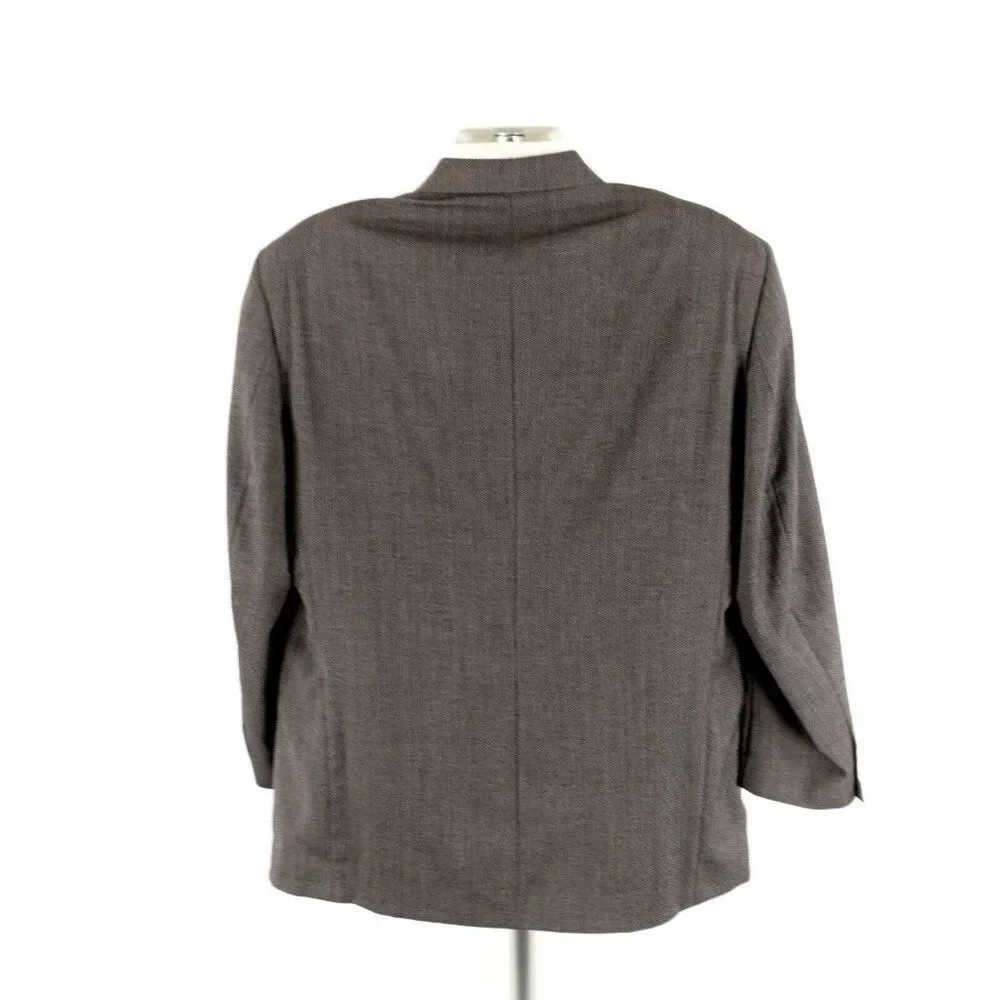 Pierre Cardin Textured Tweed Wool Gray Check 2 Button‎ Blazer 44L